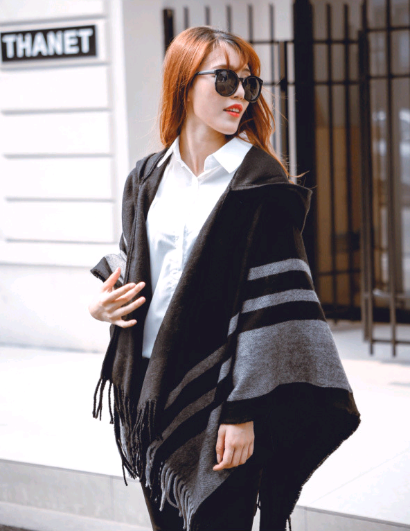 Women's Hooded Cape Scarf Shawl