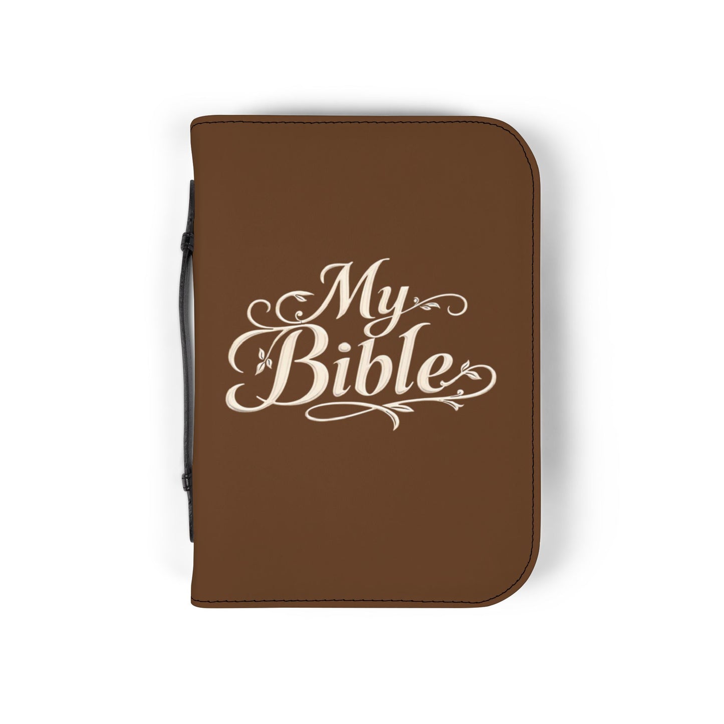 Brown Zippered "My Bible" Leather Bible Cover — Protective Carry Case for Church, Travel & Devotions