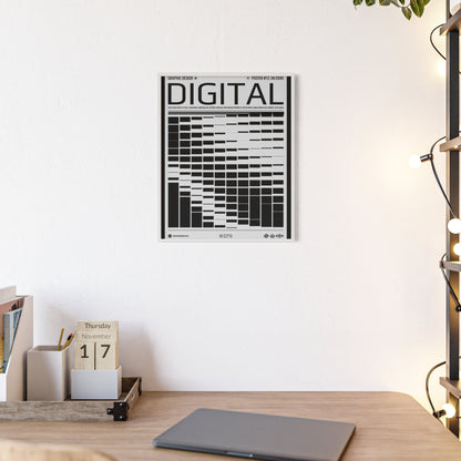 Digital Grid Poster with Wooden Frame — Modern Black & White Wall Art