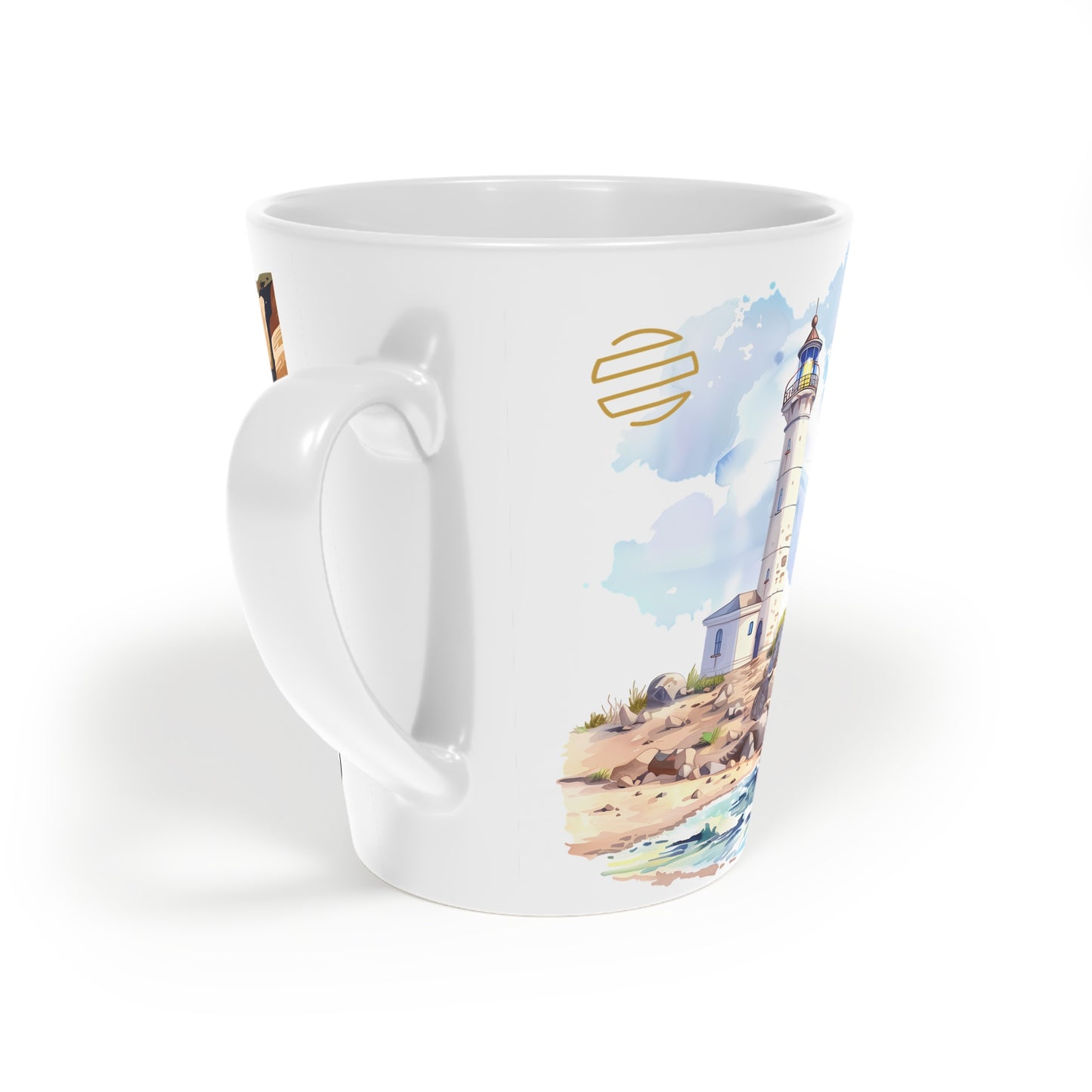 Sailboat & Lighthouse Latte Mug — 12oz Coastal Nautical Coffee Cup