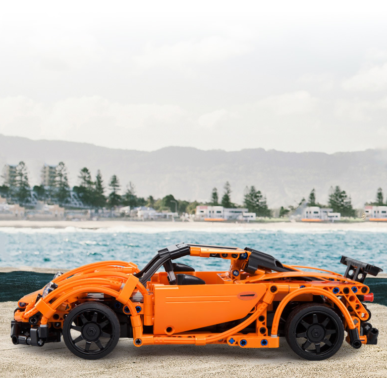Remote Control Orange Race Car Building Toy for Kids