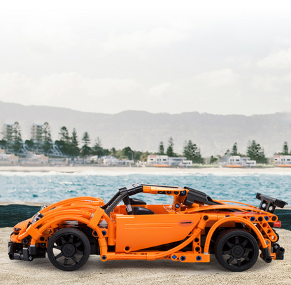 Remote Control Orange Race Car Building Toy for Kids