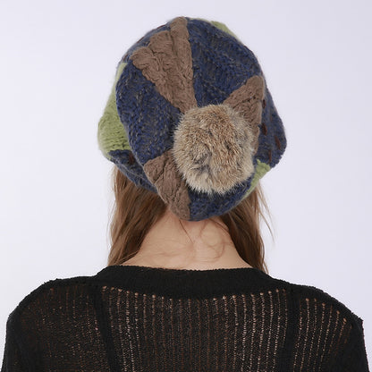Wool Hat, Rabbit Fur Hat, Vintage Patch Hat