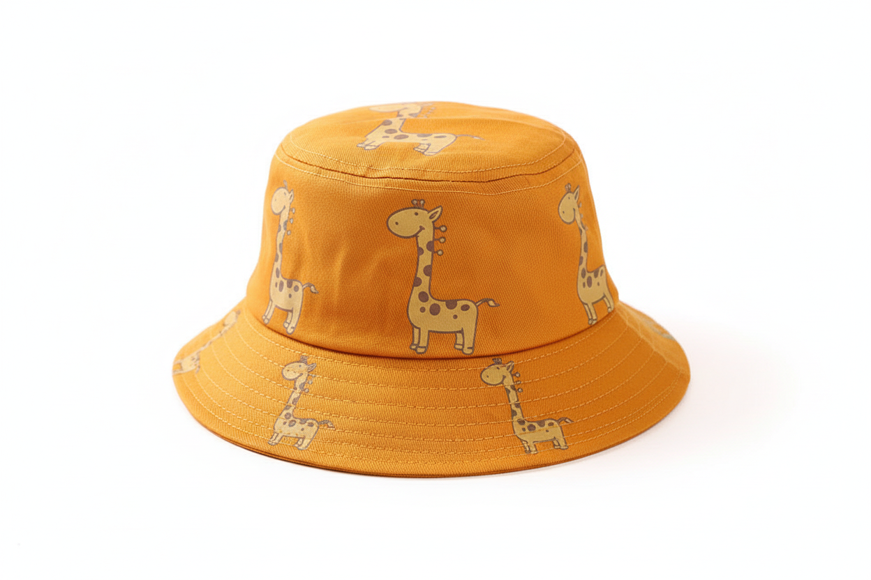 Cartoon Giraffe Bucket Hats for Kids - Outdoor & Beach