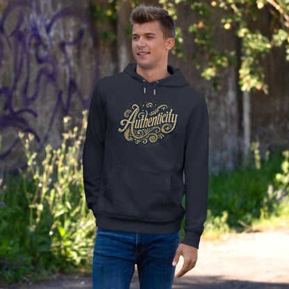 Authenticity Script Hoodie — 'Authenticity' Vintage Ornate Graphic Hooded Sweatshirt