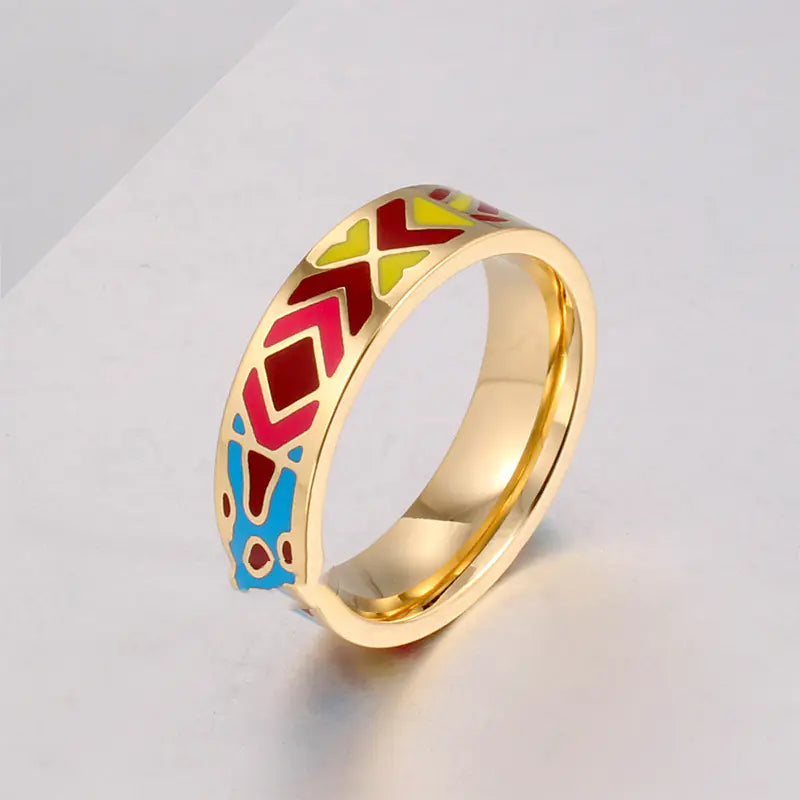 Ethnic Style Popular Retro Enamel Ring