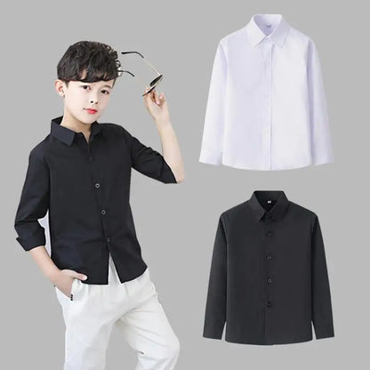 Boy's Black and White Solid Shirt