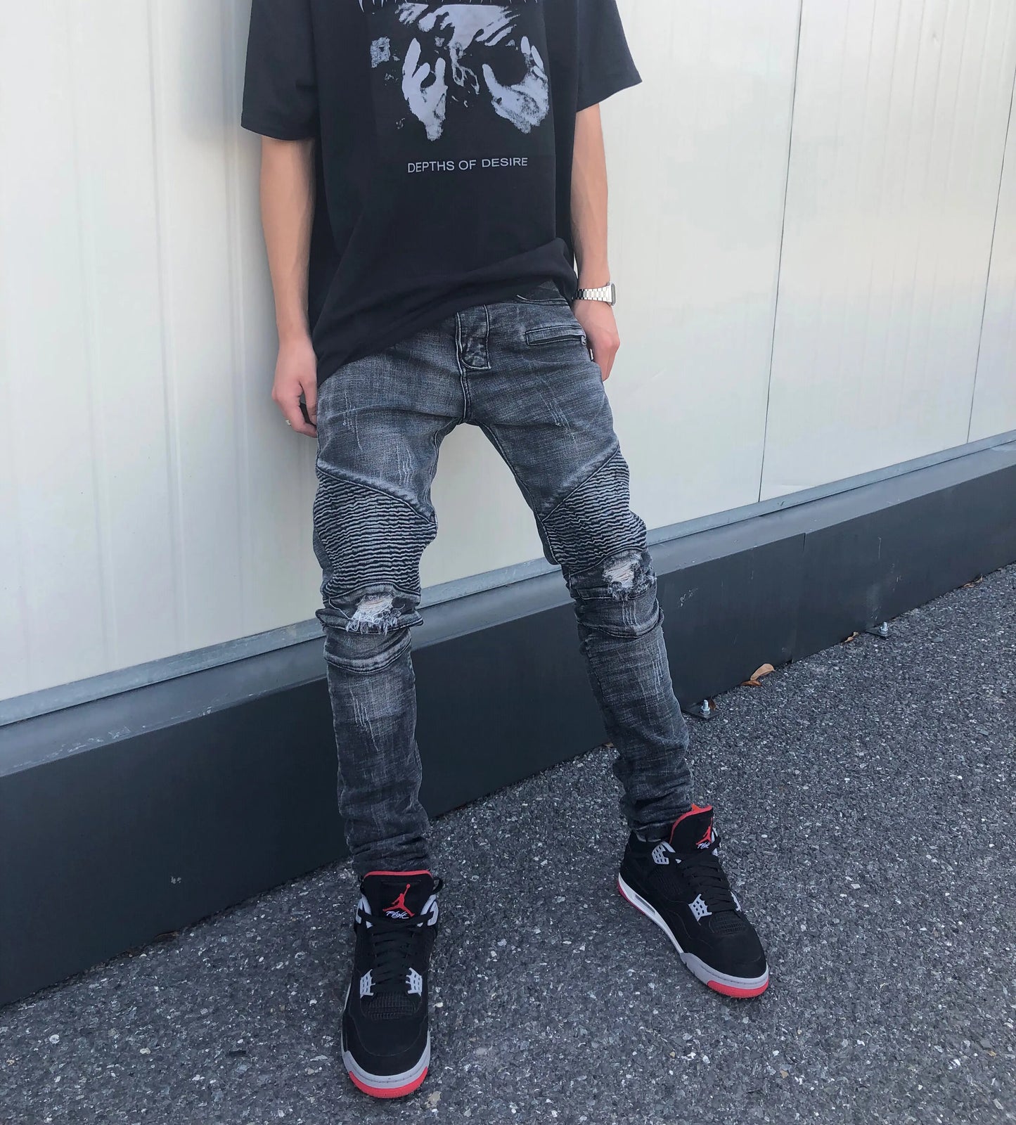 ZS Slim Fit Distressed Motorcycle Jeans