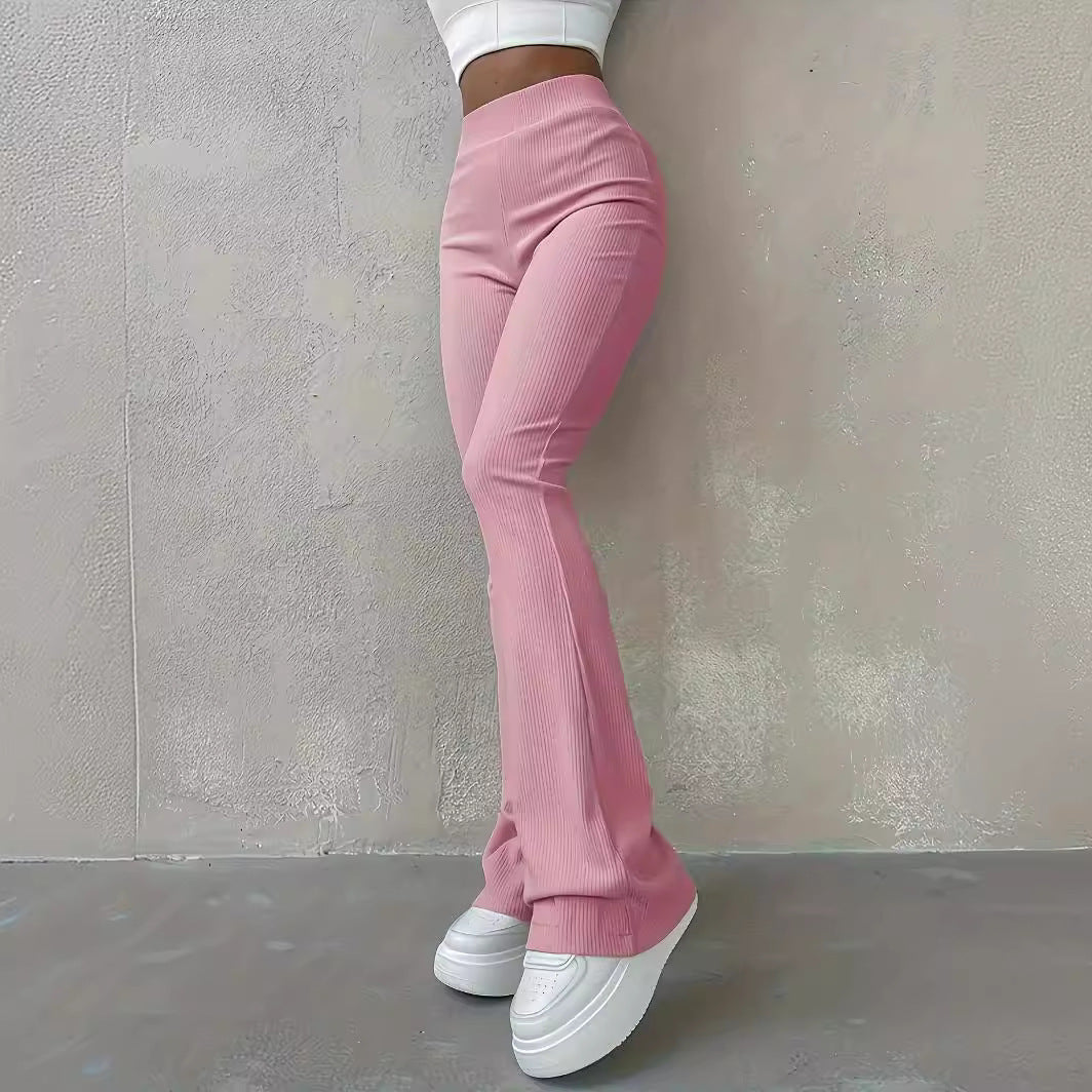 Women's Solid Color Slim Fit Fashion Micro Flared Pants