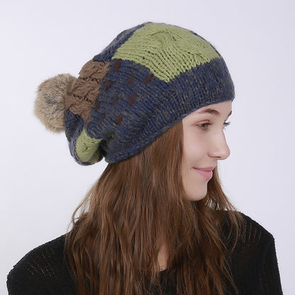 Wool Hat, Rabbit Fur Hat, Vintage Patch Hat
