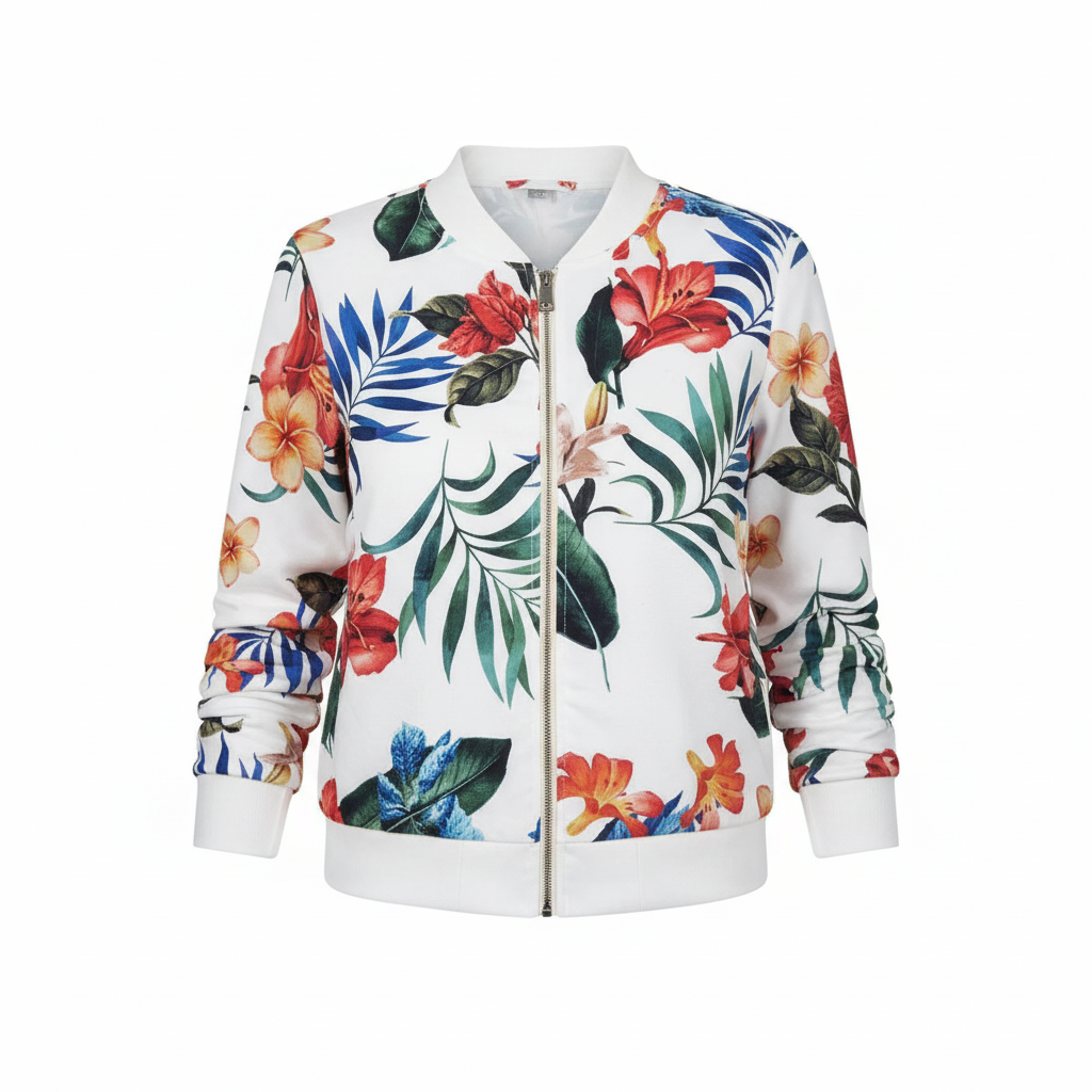 Chic Short Baseball Jacket with Print