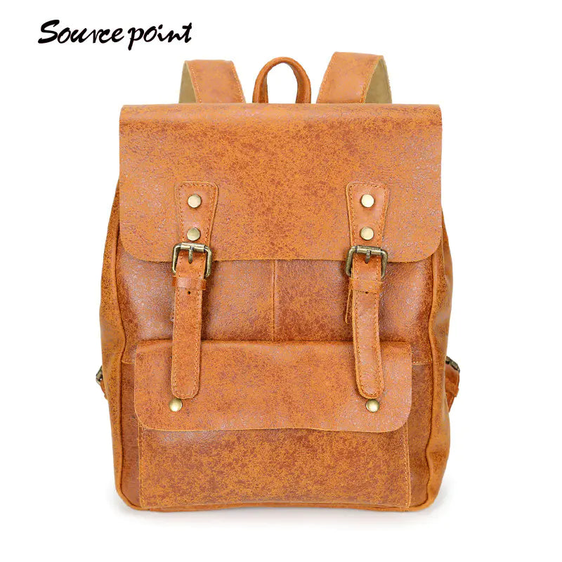 Genuine Leather College Style Backpack