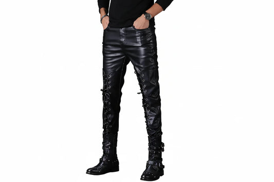 Men's Leather Pants, Skinny Motorcycle Trousers