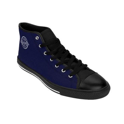 \Women's Classic High-Top Sneakers — Blue Retro 'Original' Logo Canvas