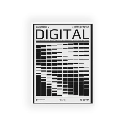 Digital Grid Poster with Wooden Frame — Modern Black & White Wall Art