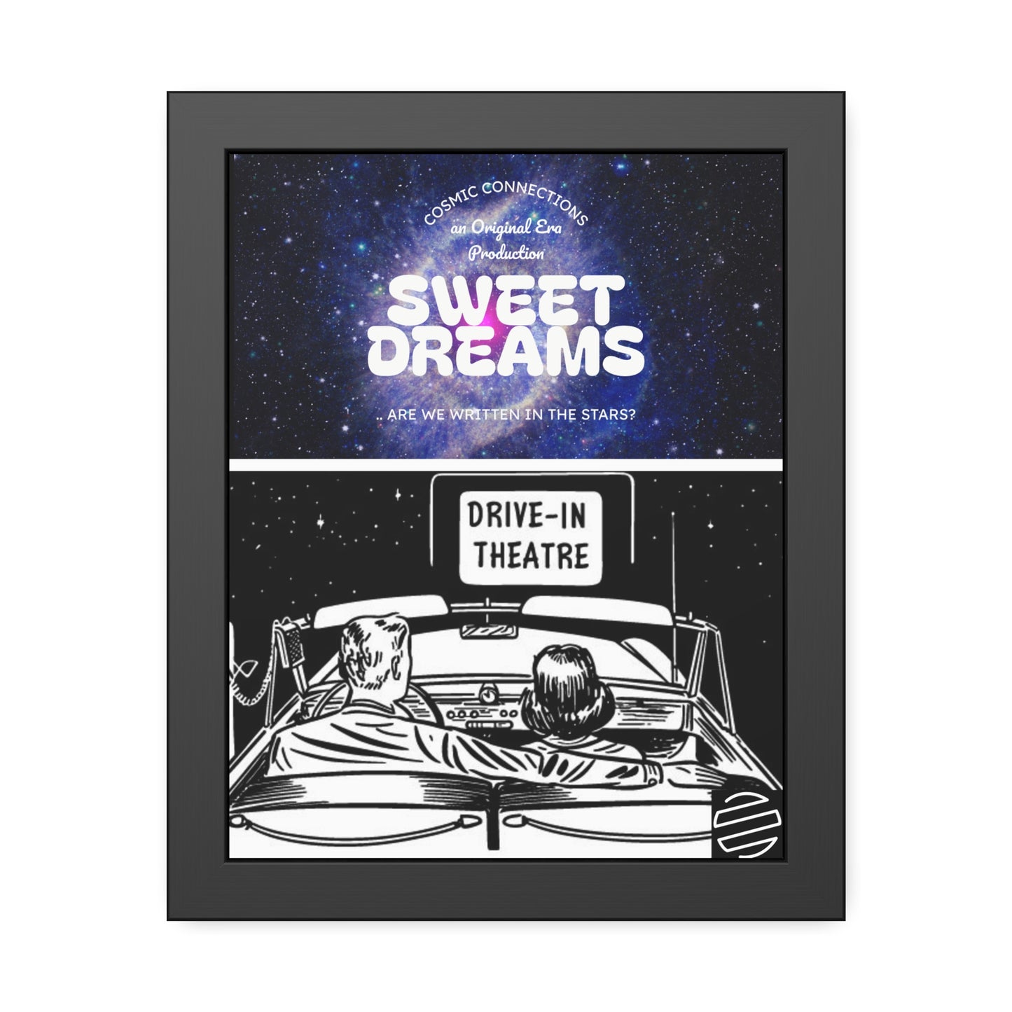 Sweet Dreams Drive-In Framed Poster — Retro Night Sky Print