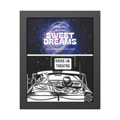 Sweet Dreams Drive-In Framed Poster — Retro Night Sky Print