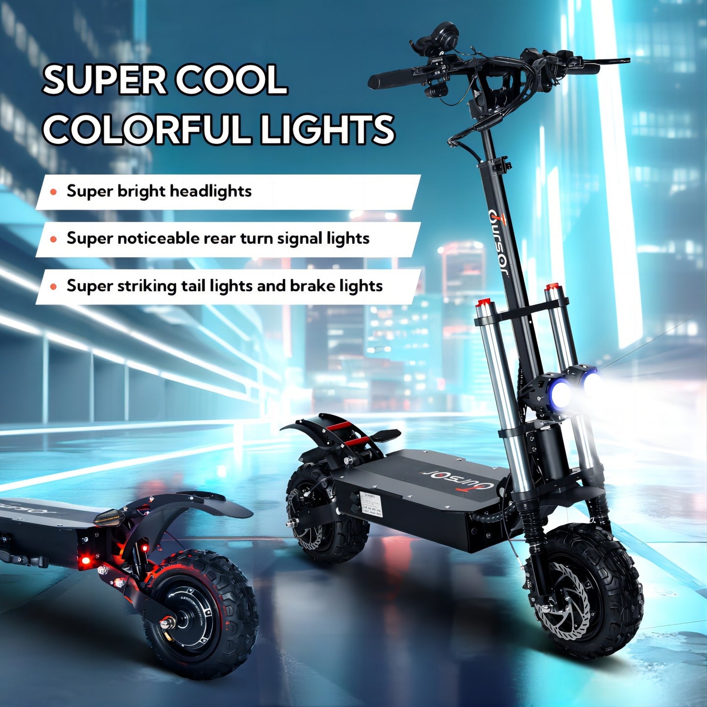 6000W Power Dual Motor Top Speed 50MPH Electric Scooter With Seat - 60V 35Ah Battery 50 Miles Range (11" Off-Road Tires)
