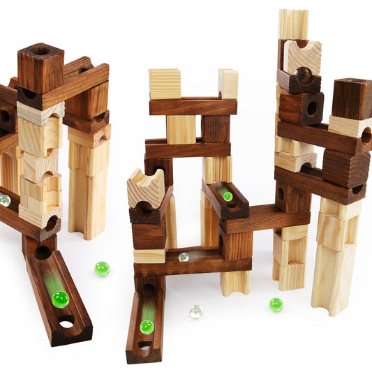 Wooden Marble Run Building Blocks for Kids 3-8 Years