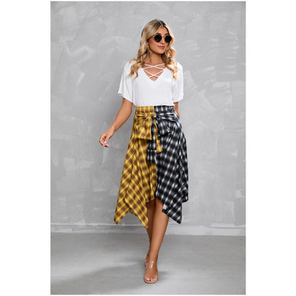 Elegant Irregular Lace-Up Midi Skirt