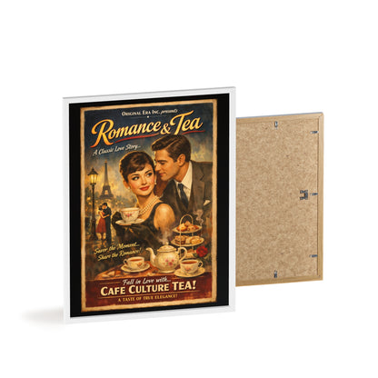 Romance & Tea Vintage Cafe Poster — Framed Wall Art