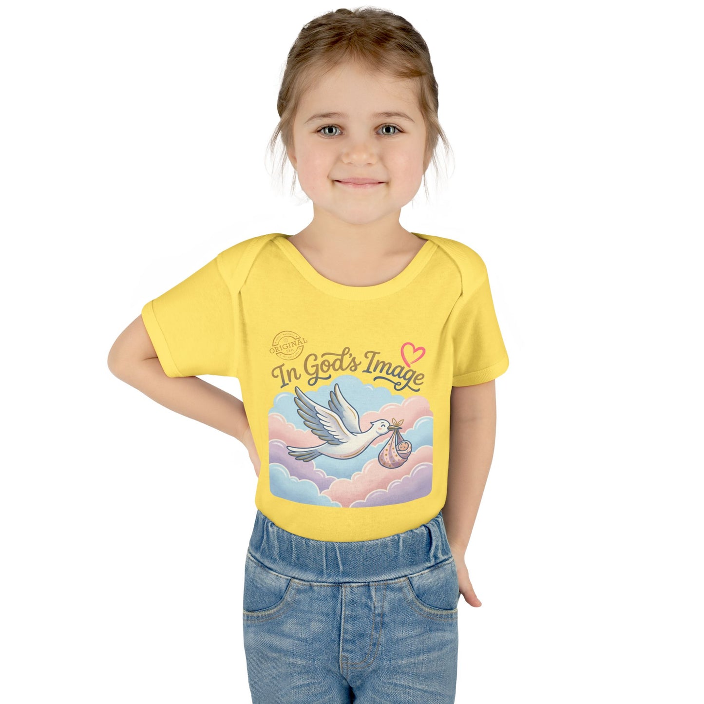 Infant Bodysuit — "In God's Image" Stork Baby Onesie
