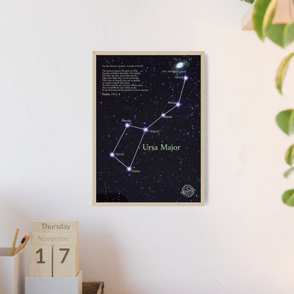 Ursa Major Constellation Star Map Poster with Wooden Frame — Astrology Wall Art