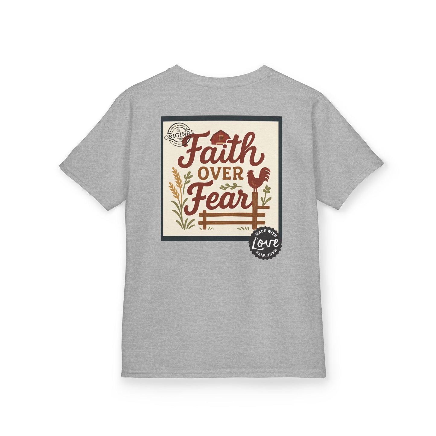 Kids T‑Shirt — 'You Herd the Word' Cow Front & 'Faith Over Fear' Farm Graphic