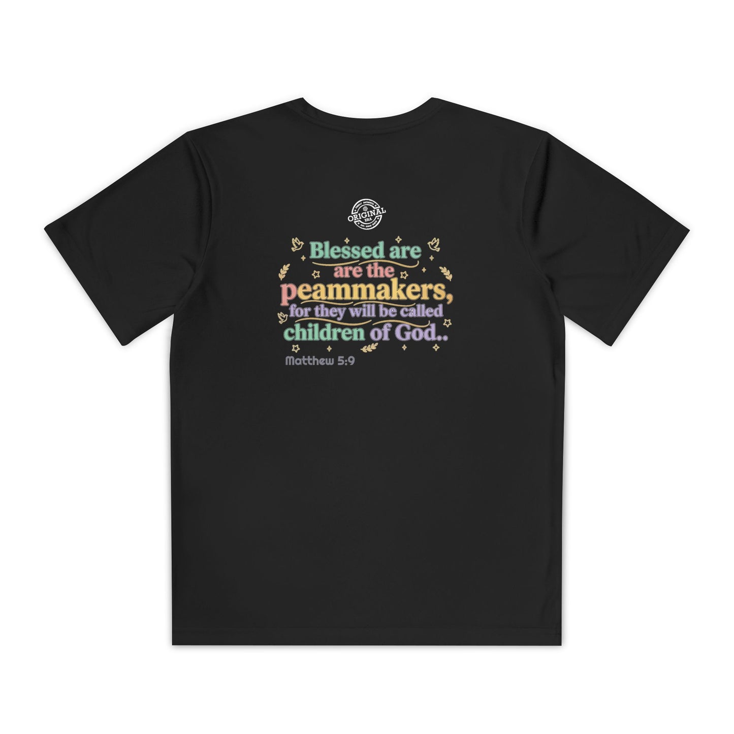 Youth Competitor Tee — "Original Era Inc." Kids' Christian Scripture T-Shirt (Matthew 5:9)