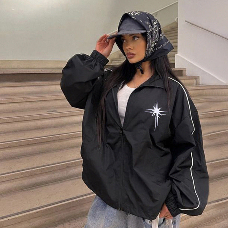 Retro Street Asterism Loose Turtleneck Version Coat