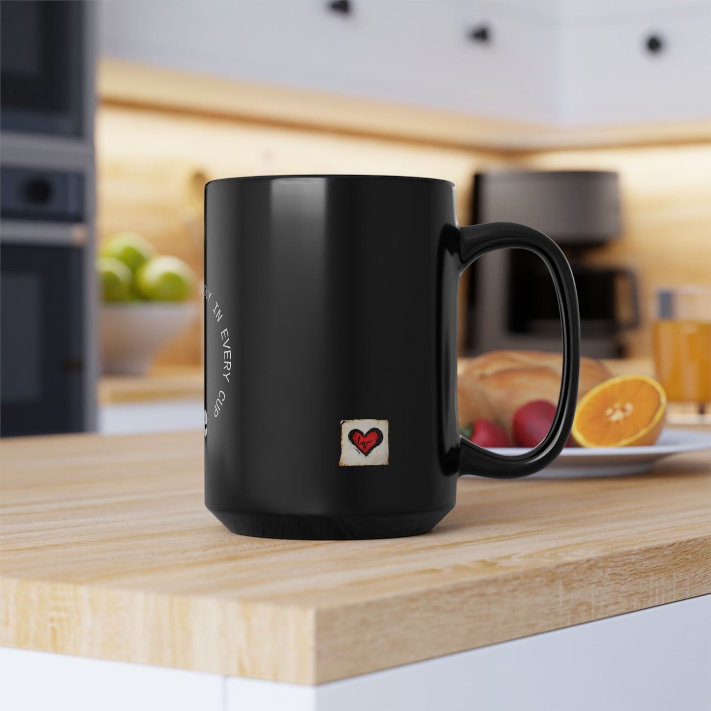 Art Love Coffee Black 15oz Mug — "Timelessly in Every Cup" Ceramic Coffee Cup