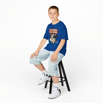 Kids T‑Shirt — 'You Herd the Word' Cow Front & 'Faith Over Fear' Farm Graphic