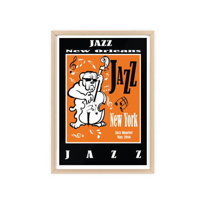 Jazz Poster with Wooden Frame — New Orleans/New York Music Print