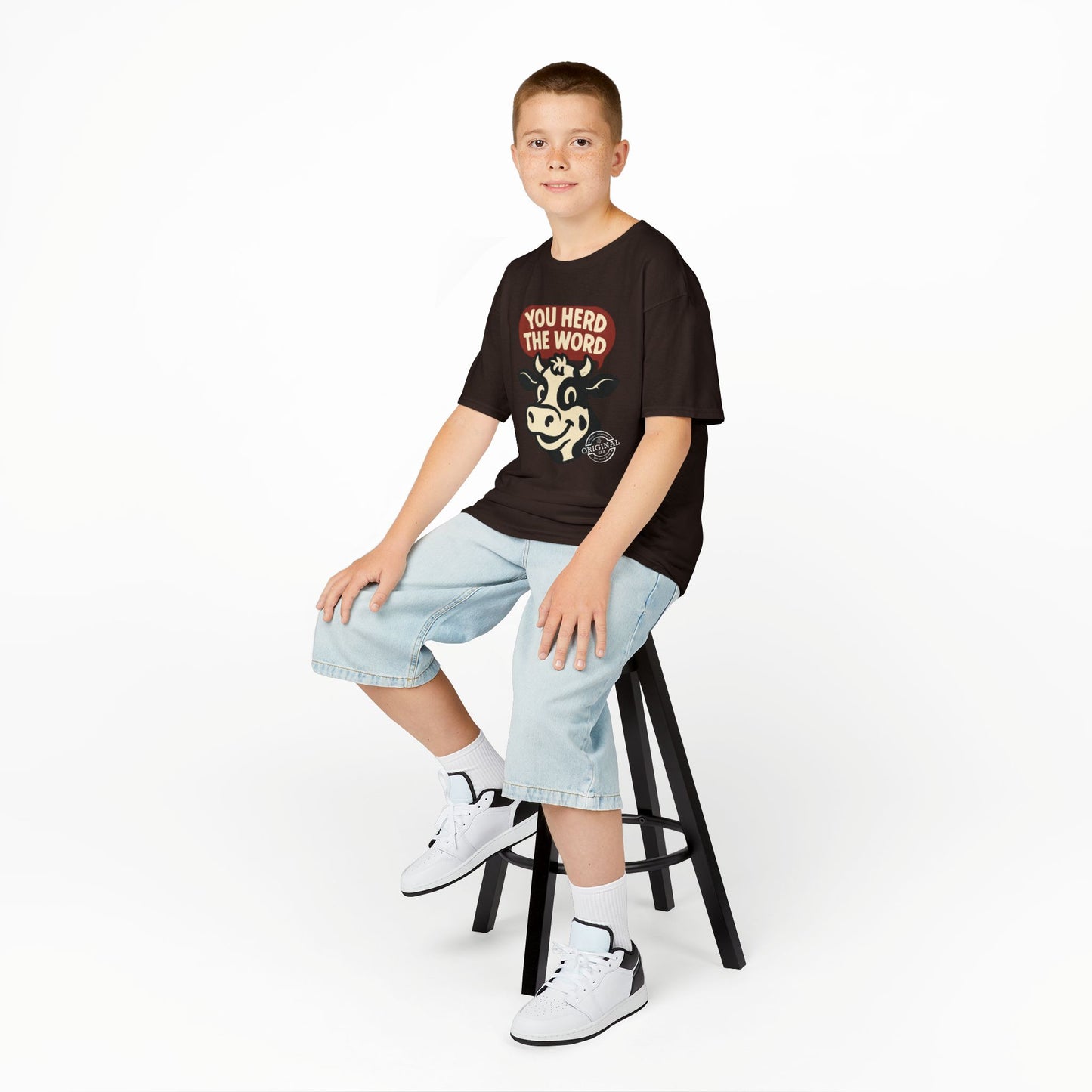 Kids T‑Shirt — 'You Herd the Word' Cow Front & 'Faith Over Fear' Farm Graphic