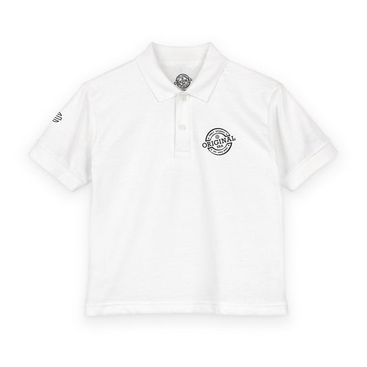 Youth Polo Shirt with 'Original' Vintage Stamp Logo — Kids School Uniform / Casual