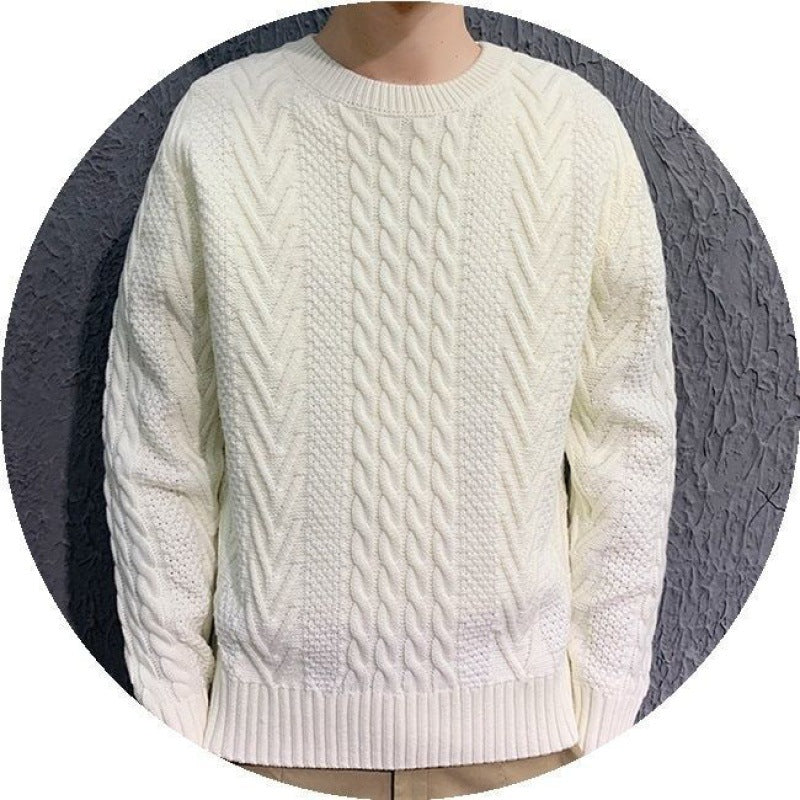 Men's Thick Yarn Knitted Sweater with Twists