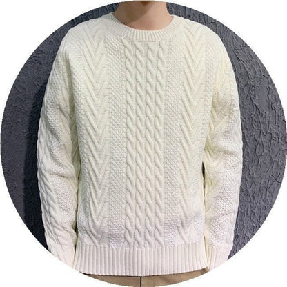 Men's Thick Yarn Knitted Sweater with Twists
