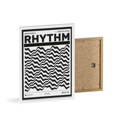 Rhythm Wave Art Poster with Wooden Frame — Black & White Modern Wall Print