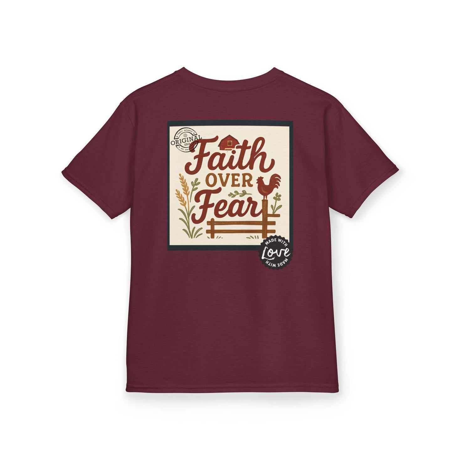 Kids T‑Shirt — 'You Herd the Word' Cow Front & 'Faith Over Fear' Farm Graphic