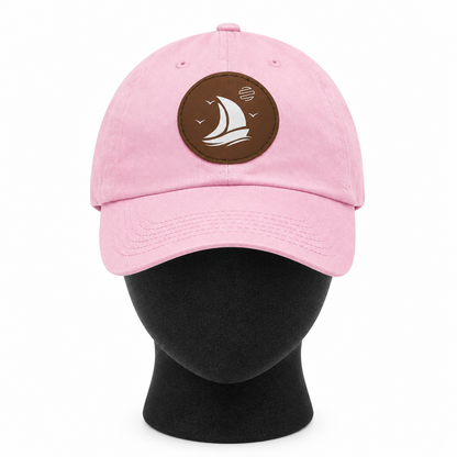 Set For Sail Leather Patch Dad Hat — Nautical Baseball Cap