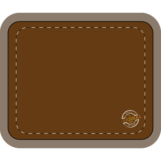 Leather Placemat — Rustic Brown Faux Leather Dinner Table Mat with Stitched Edge