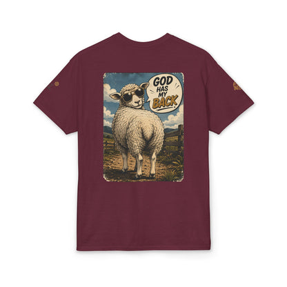 Sheep In the Wild Graphic T-Shirt — "God Has My Back" Faith Tee