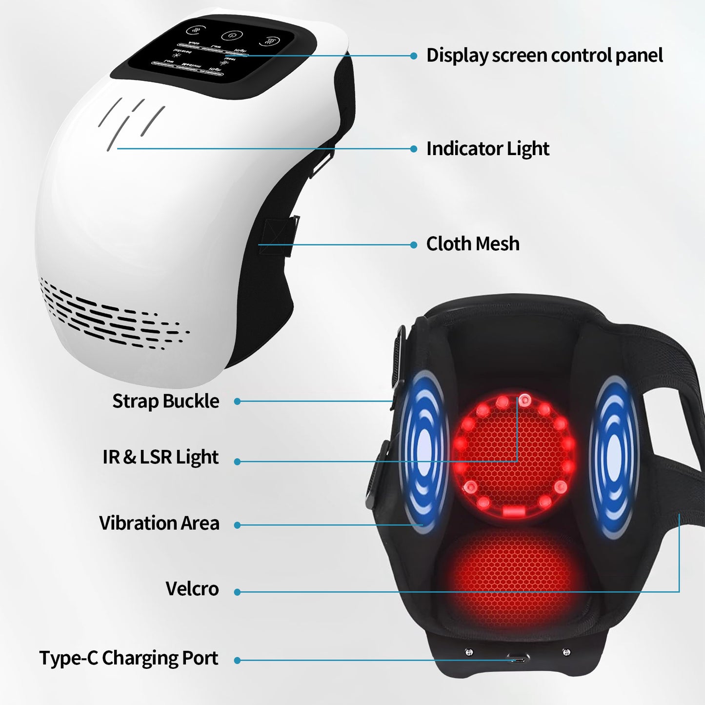 Intelligent Home Use Pain Relief | Electric Kneading and Heating Infrared Laser Vibration Knee Massager - Rechargeable
