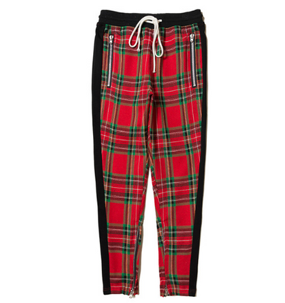 Trendy Scottish Plaid Zipper Cuff Casual Pants