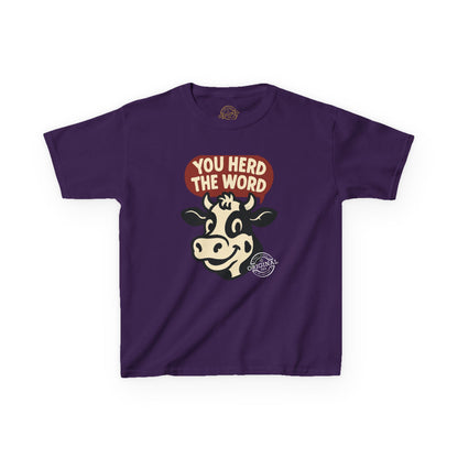 Kids T‑Shirt — 'You Herd the Word' Cow Front & 'Faith Over Fear' Farm Graphic