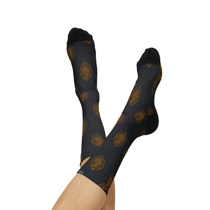 Gold Paisley Pattern Crew Socks