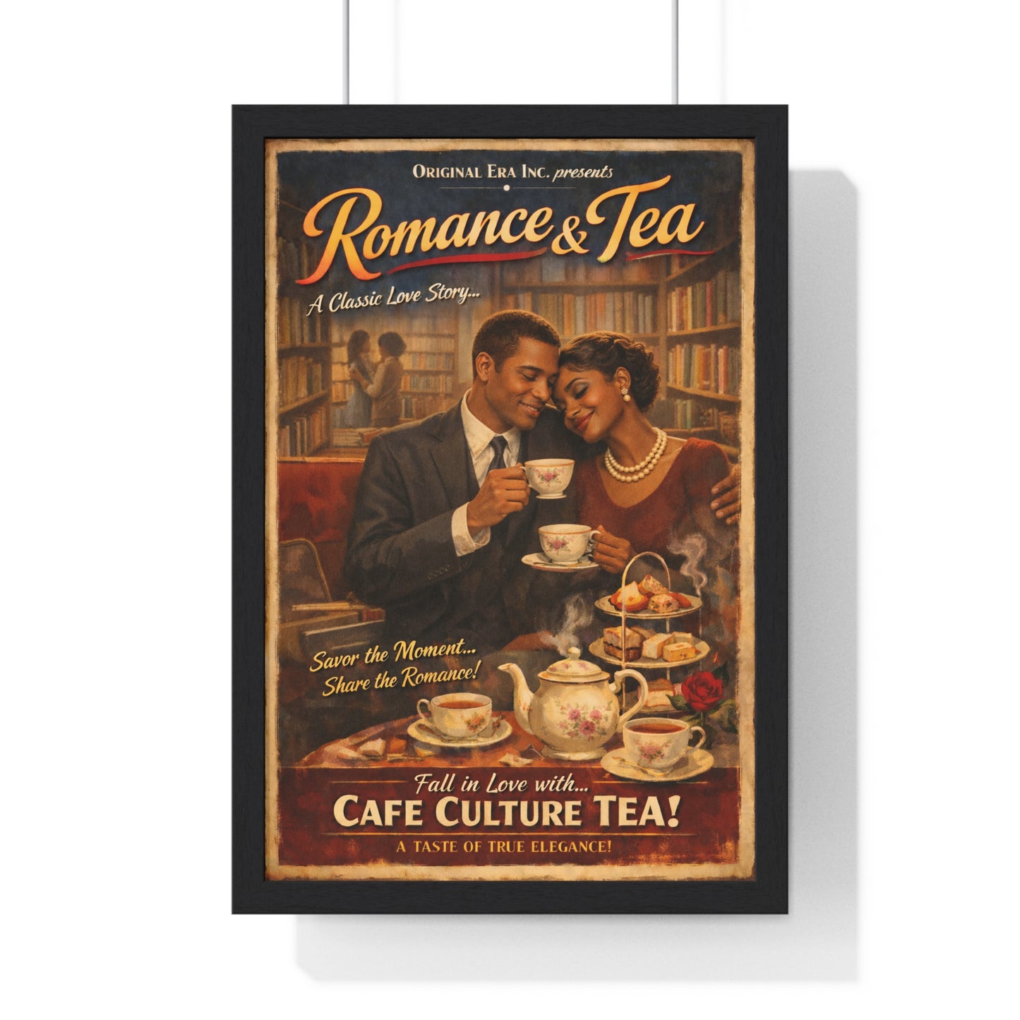 Romance & Tea Vintage Poster — Café Culture Tea Wall Art