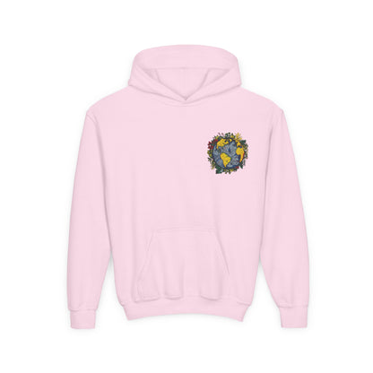 Youth Hoodie — Earth Floral Heart Graphic Kids Sweatshirt