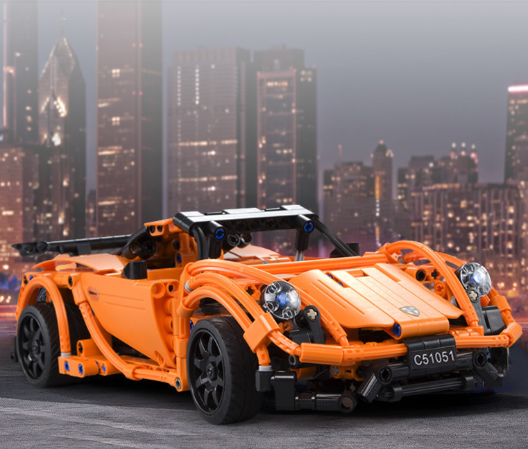 Remote Control Orange Race Car Building Toy for Kids