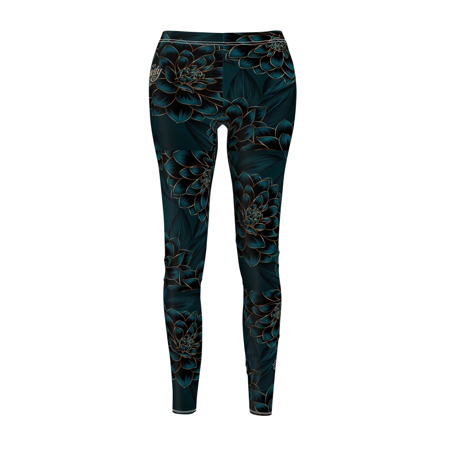 Women's Floral Midnight Teal Leggings